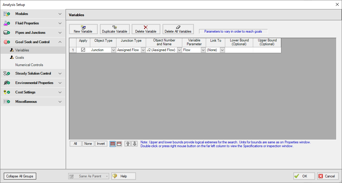 Variables Panel
