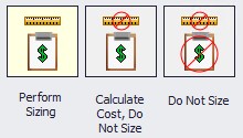 The Sizing options in the Sizing Objective panel.
