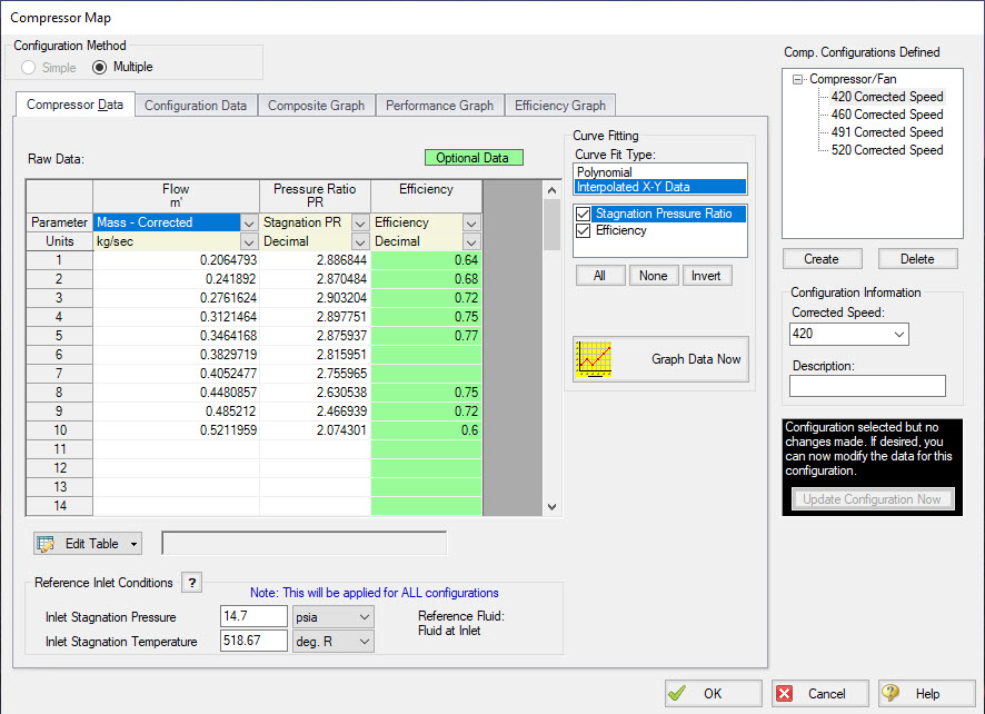 Compressor Map Configuration Menu