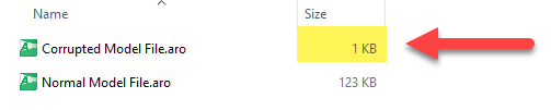 Very low file sizes can be an indication of model file corruption