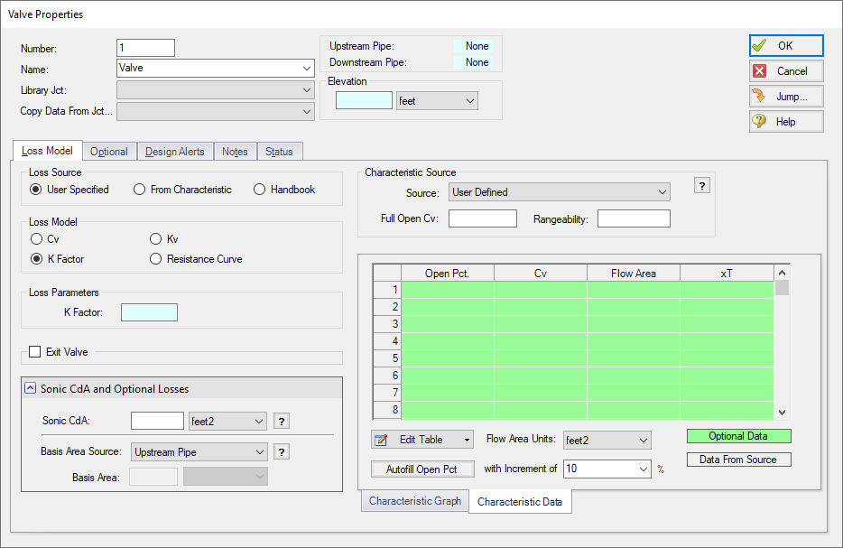 Screenshot of the redesigned valve properties window