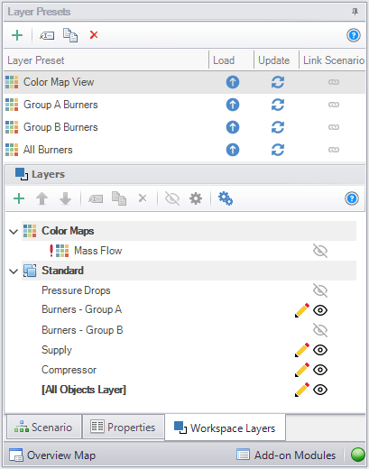 Workspace Layers Manager with separate areas for Layer Presets and Layers