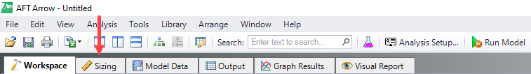 The Sizing window in AFT Arrow.