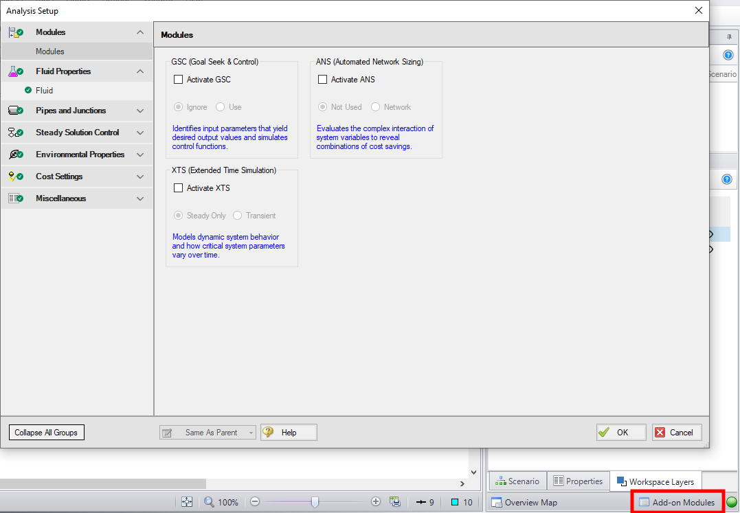 The Activate Modules window.