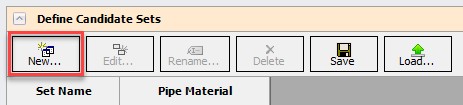 The Define Candidate Sets panel. The New button is in a red box.