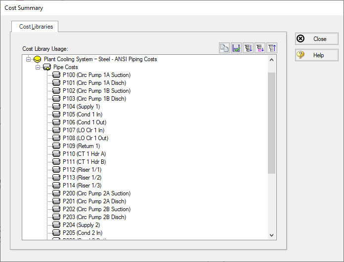 Cost Summary Window