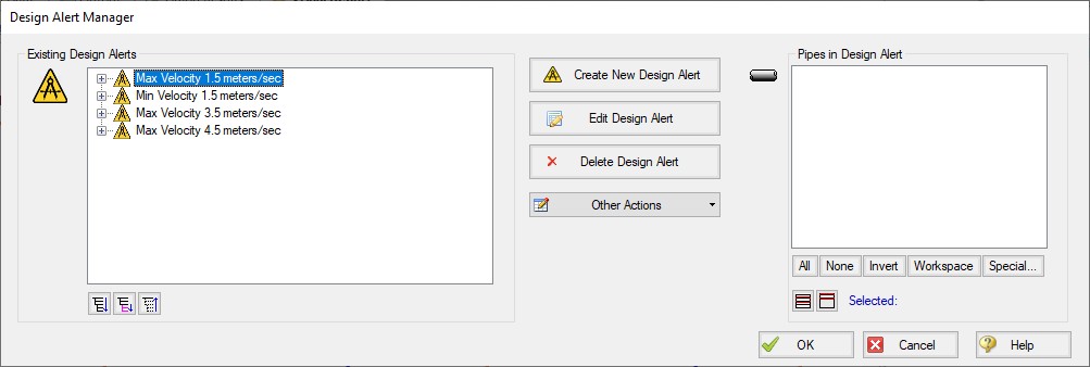 The Design Alert Manager window.