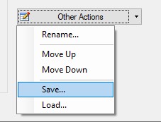 The Other Actions drop down menu in the Design Alert Manager expanded to show the Save option. 