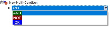 The conditional logic options for Multi-Condition events.