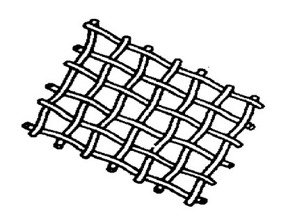An image of a circular metal wire screen.