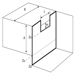 A diagram of a rectangular sharp crested weir.
