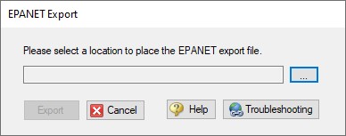 The EPANET Export window.