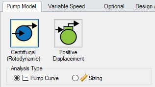 The Pump Model tab in the Pump Properties window. 