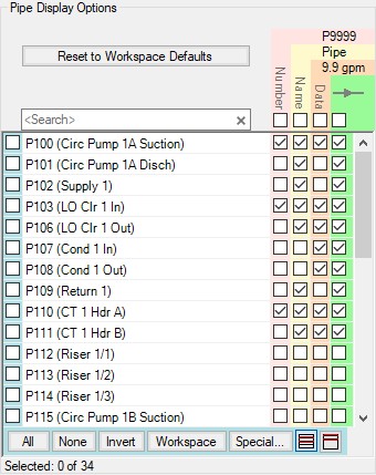 Pipe Display Options.