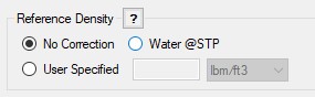 The Reference Density settings in the Pump Data tab of the Pump Configuration window.