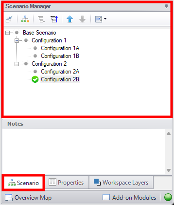 The Scenario Manager in the Quick Access Panel.