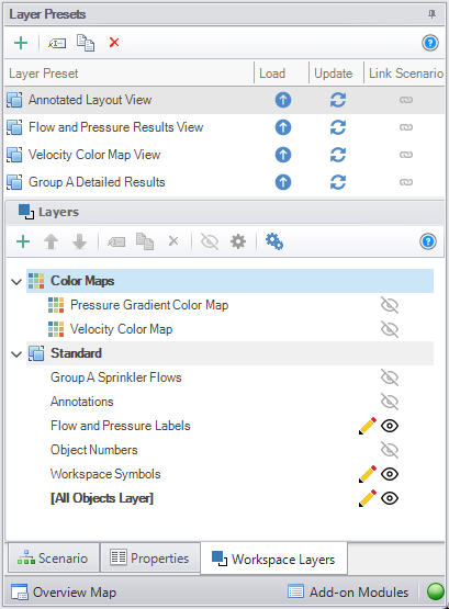 Workspace Layers Manager with separate areas for Layer Presets and Layers