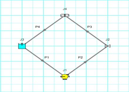 A model drawn in the 2D-freeform Pipe Drawing Mode with Snap to Grid on.