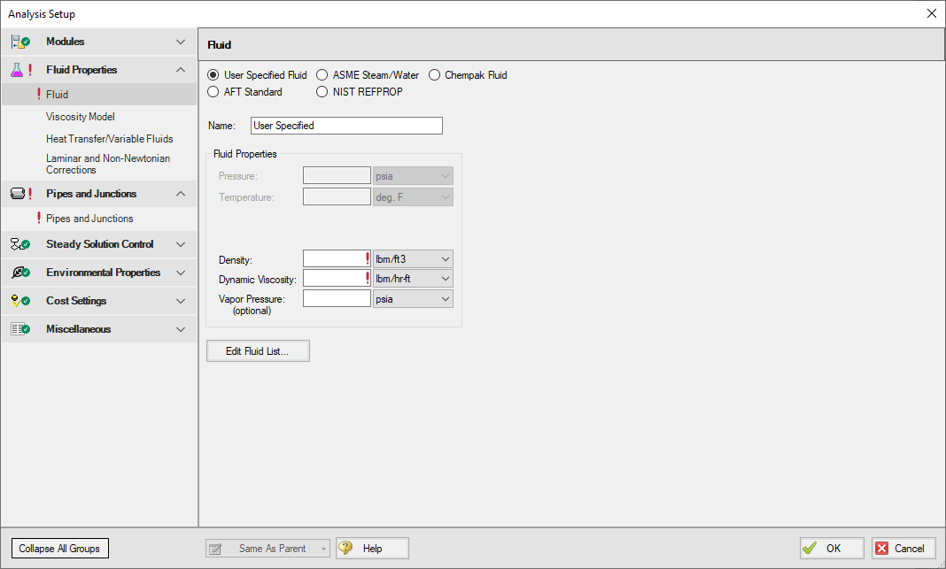 Analysis Setup Overview