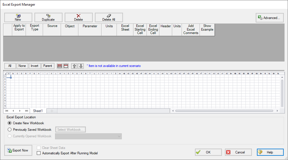 The Excel Export Manager.