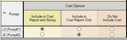 The Cost Options section of the Cost Assignments panel.