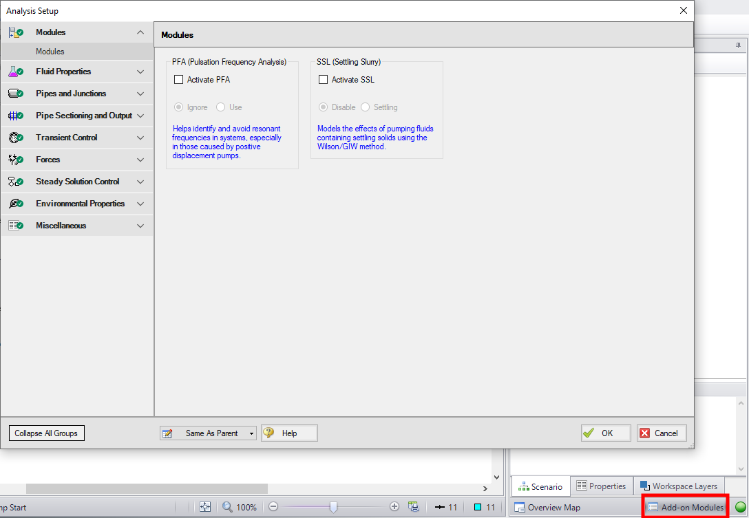 The Activate Modules window.