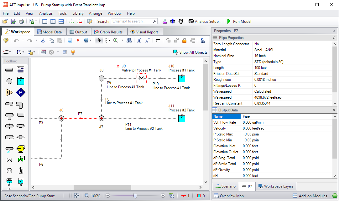 Viewing pipe or junction properties and output data from the Quick Access Panel.