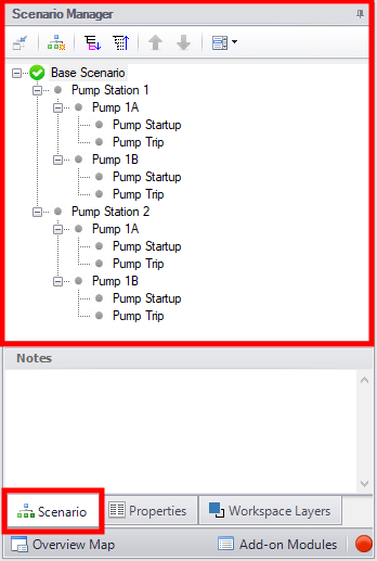 The Scenario Manager in the Quick Access Panel.