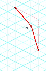 A pipe being drawn using the preview line on the isometric grid.