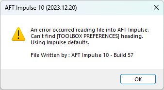 Error message indicating that some portion of the model file cannot be found
