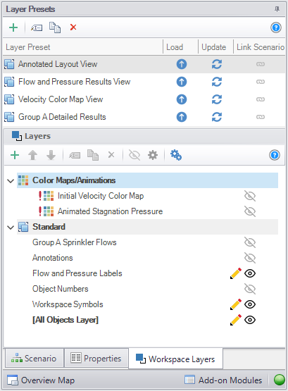 Workspace Layers Manager with separate areas for Layer Presets and Layers