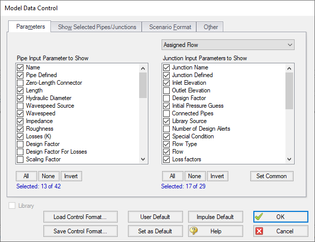 Model Data Control Window
