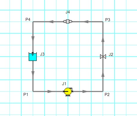 A model drawn with the 2D Orthogonal Pipe Drawing Mode with Snap to Grid on.