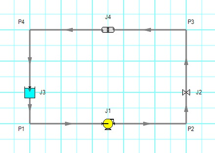 A model drawn with the 2D Orthogonal Pipe Drawing Mode with Snap to Grid on.