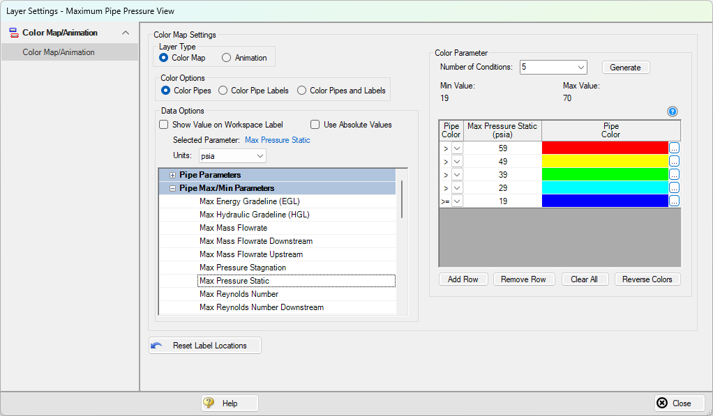 Layer Settings - Color Map