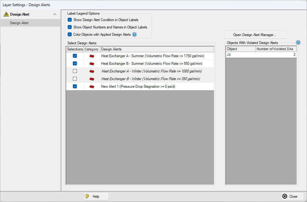 Layer Settings - Design Alerts