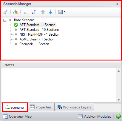 The Scenario Manager in the Quick Access Panel.