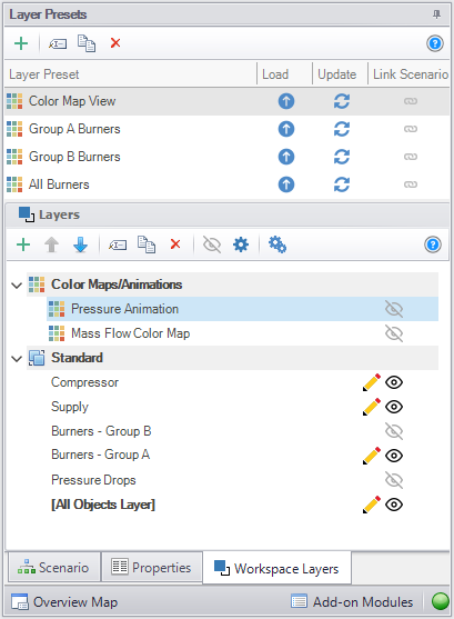 Workspace Layers Manager with separate areas for Layer Presets and Layers