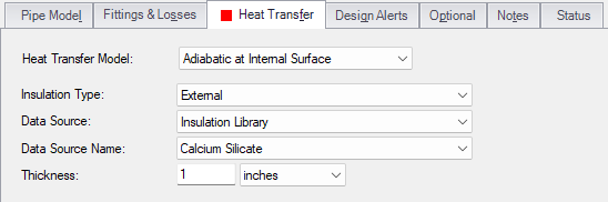 The Heat Transfer Tab in the Pipe Properties window.