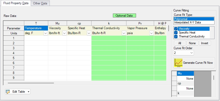 Fluid Property tab when defining a custom fluid.