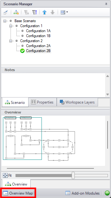 The Workspace Overview Map in the Quick Access Panel.