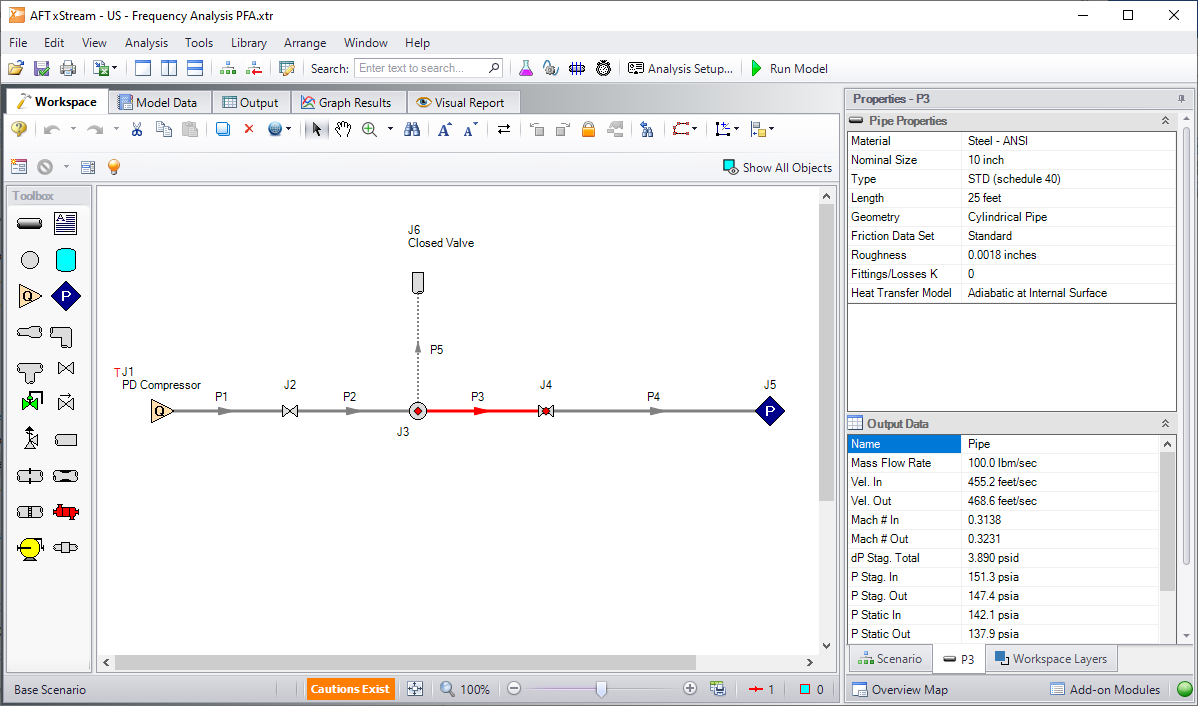 Viewing pipe or junction properties and output data from the Quick Access Panel.