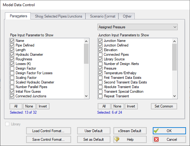 Model Data Control Window